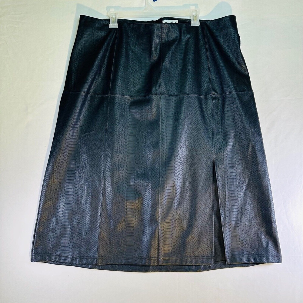 Ava & Viv Womens size 1X Faux‎ Snake Skin Skirt Black